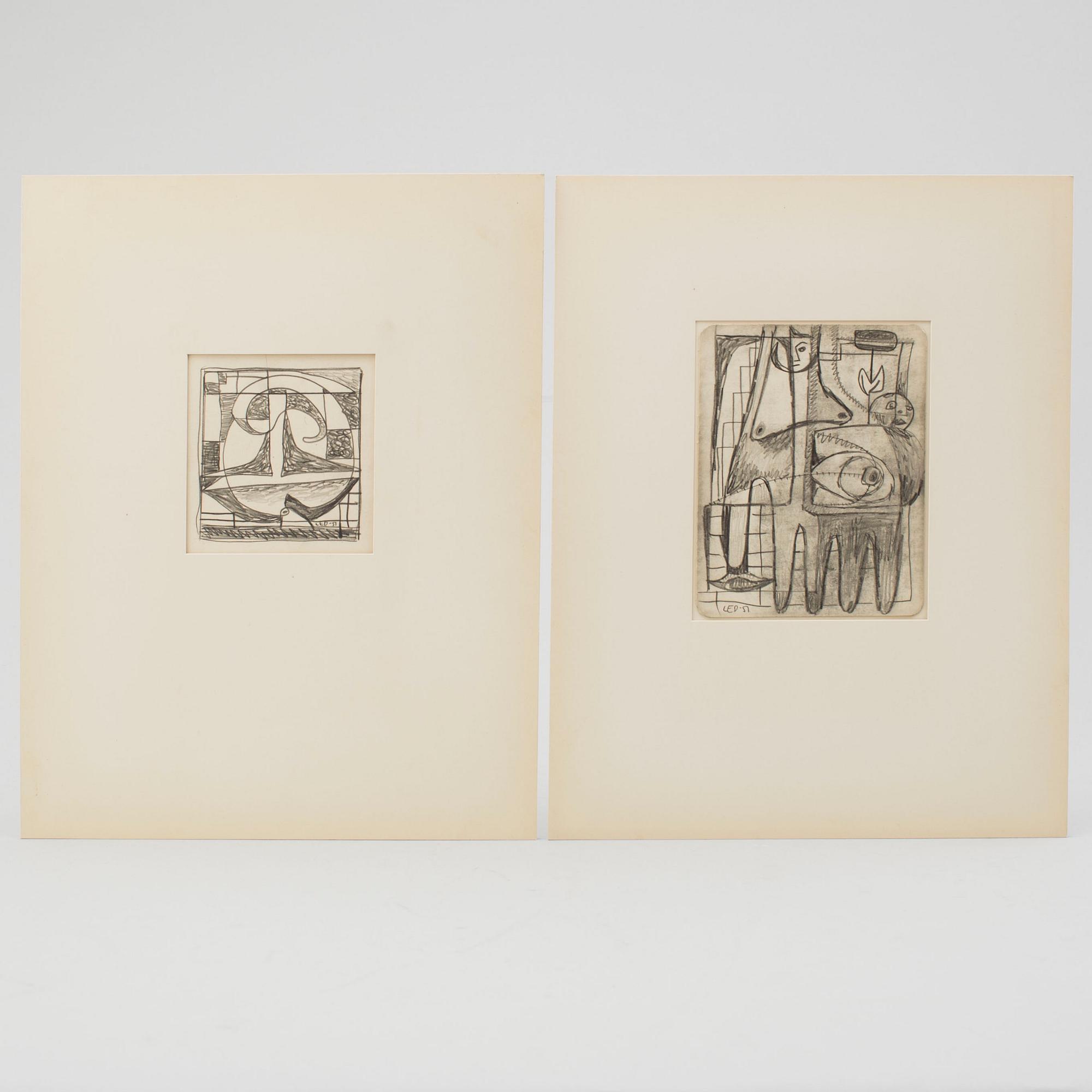 LARS ENGLUND, Pencil, 2, signed and dated -51.