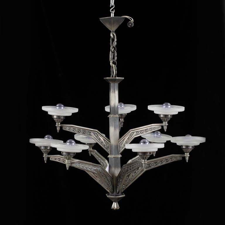 TAKLAMPA, metall, 1930-tal. Höjd ca 95 cm.