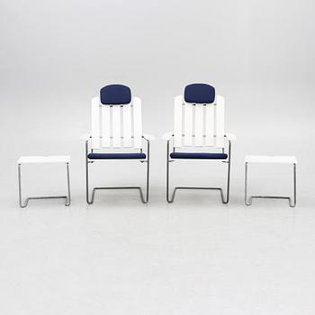 Sun chairs with footstool, a pair, "A3", Grythyttan Stålmöbler, 21st century.