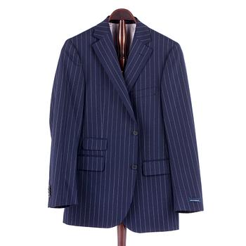 284. EDUARD DRESSLER, a blue wool suit consisting of jacket and pants. Size 48.