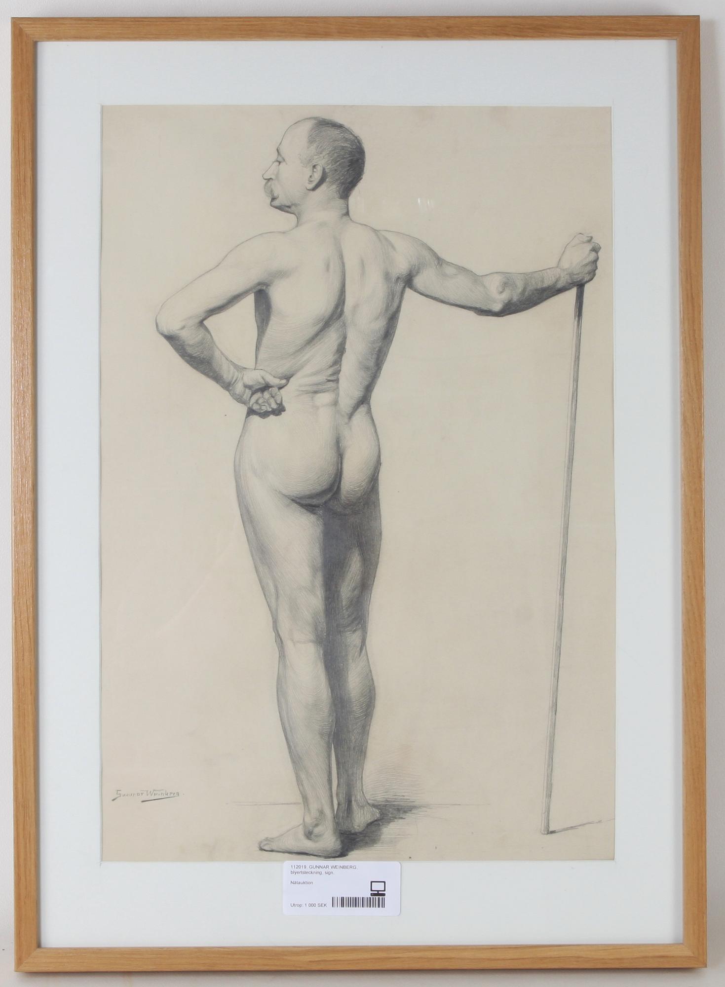 GUNNAR WEINBERG, blyertsteckning, sign.