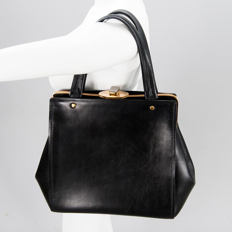 Lanvin Black Leather Vertical Doctor Bag.