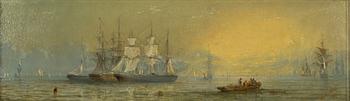 Adolphus Knell, Boats at anchor, a pair.