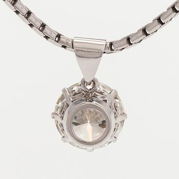 Riipus, briljanttihiottu timantti 3,60 ct, 18K valkokultaa.