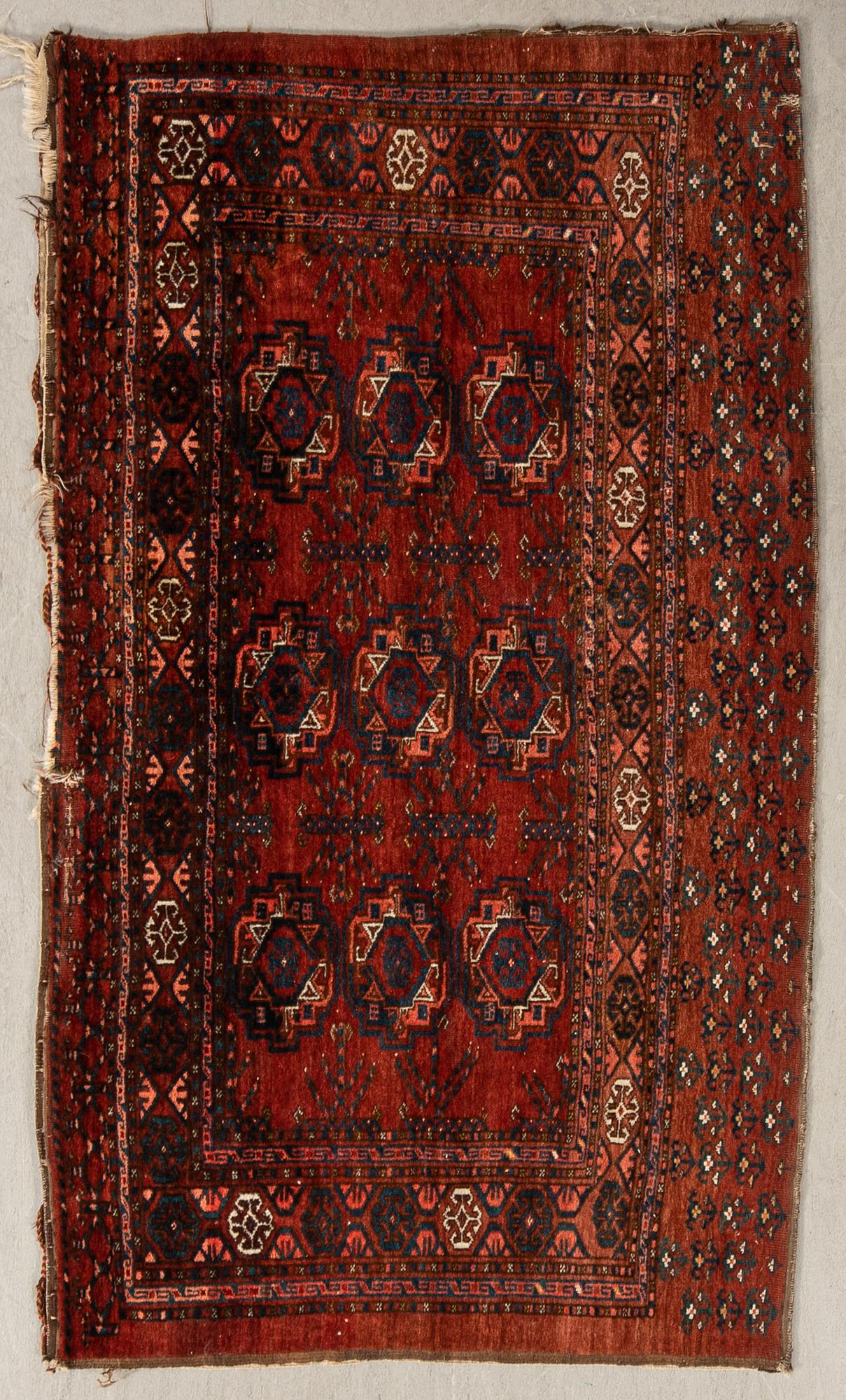 Yumoud rug bag semi-antique with flat-woven back, approx. 105x178 cm.