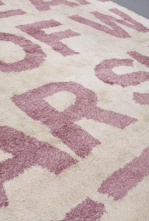 Ulf Rollof, A CARPET, "THE ART OF WAR SUN TZU", Kasthall, tufted around 2010, ca 388,5 x 394 cm.