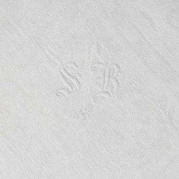 Duk samt servetter, linnedamast, 1800-tal.