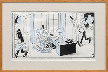 KARI SUOMALAINEN, pilapiirros, sekatekniikka, signeerattu ja päivätty.