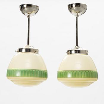 Pukeberg pendant lamps, a pair, 1940s.