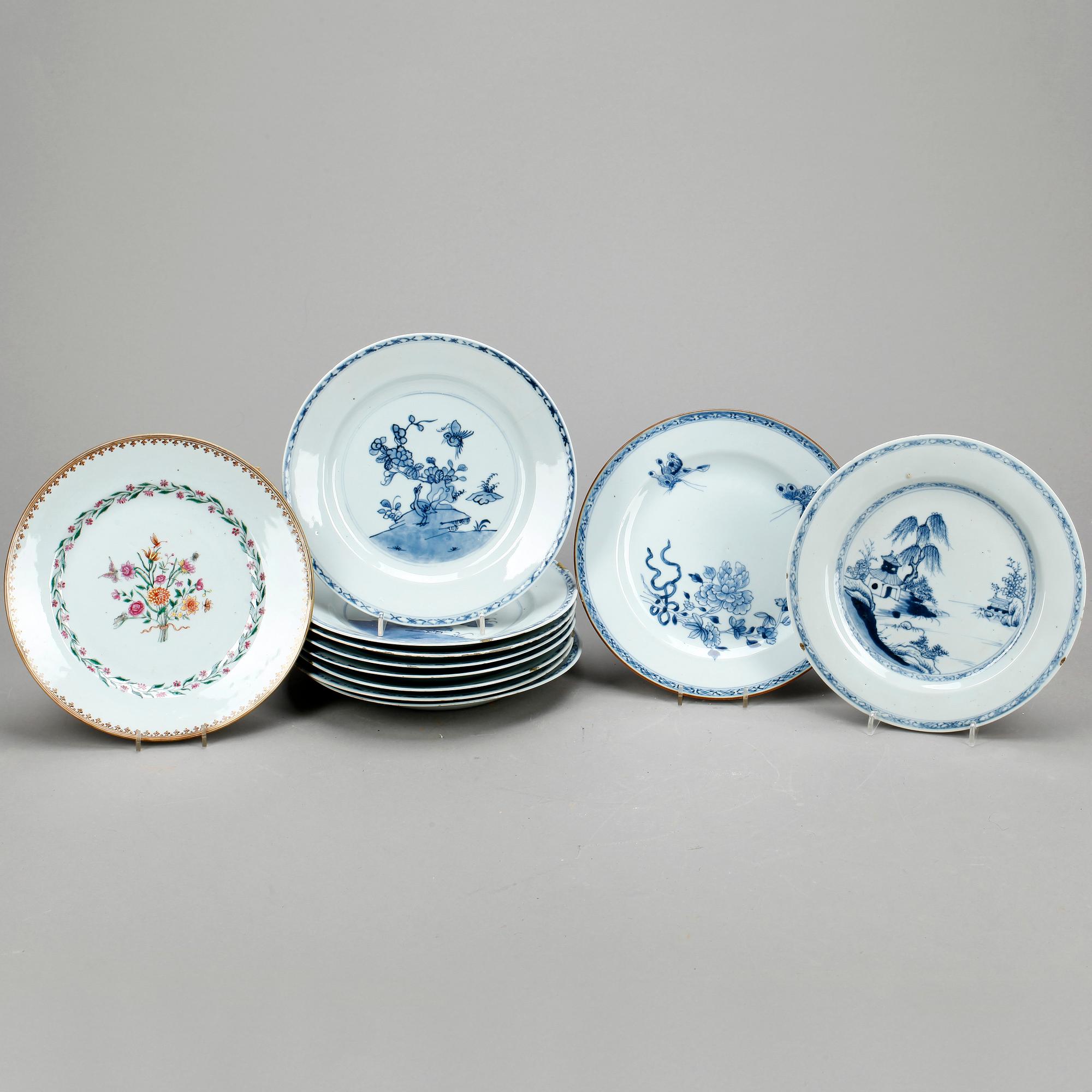 TALLRIKAR, 11 st, Kina, 1800-tal.
