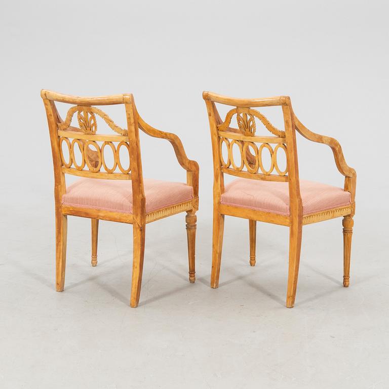 Armchairs, a pair, late Gustavian, Lindome work signed PASL (Pehr Andersson).