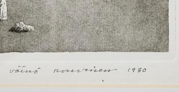 VÄINÖ ROUVINEN (FINLAND), etsning, numr. 59/100, sign. och dat. 1980.