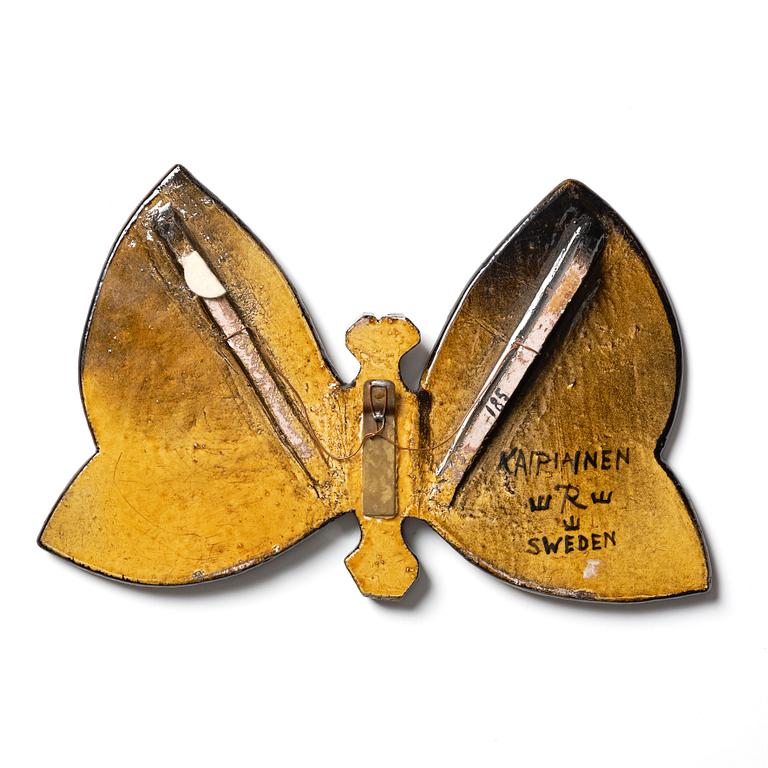 Birger Kaipiainen, a ceramic wall sculpture of a butterfly, Rörstrand, Sweden 1950s.