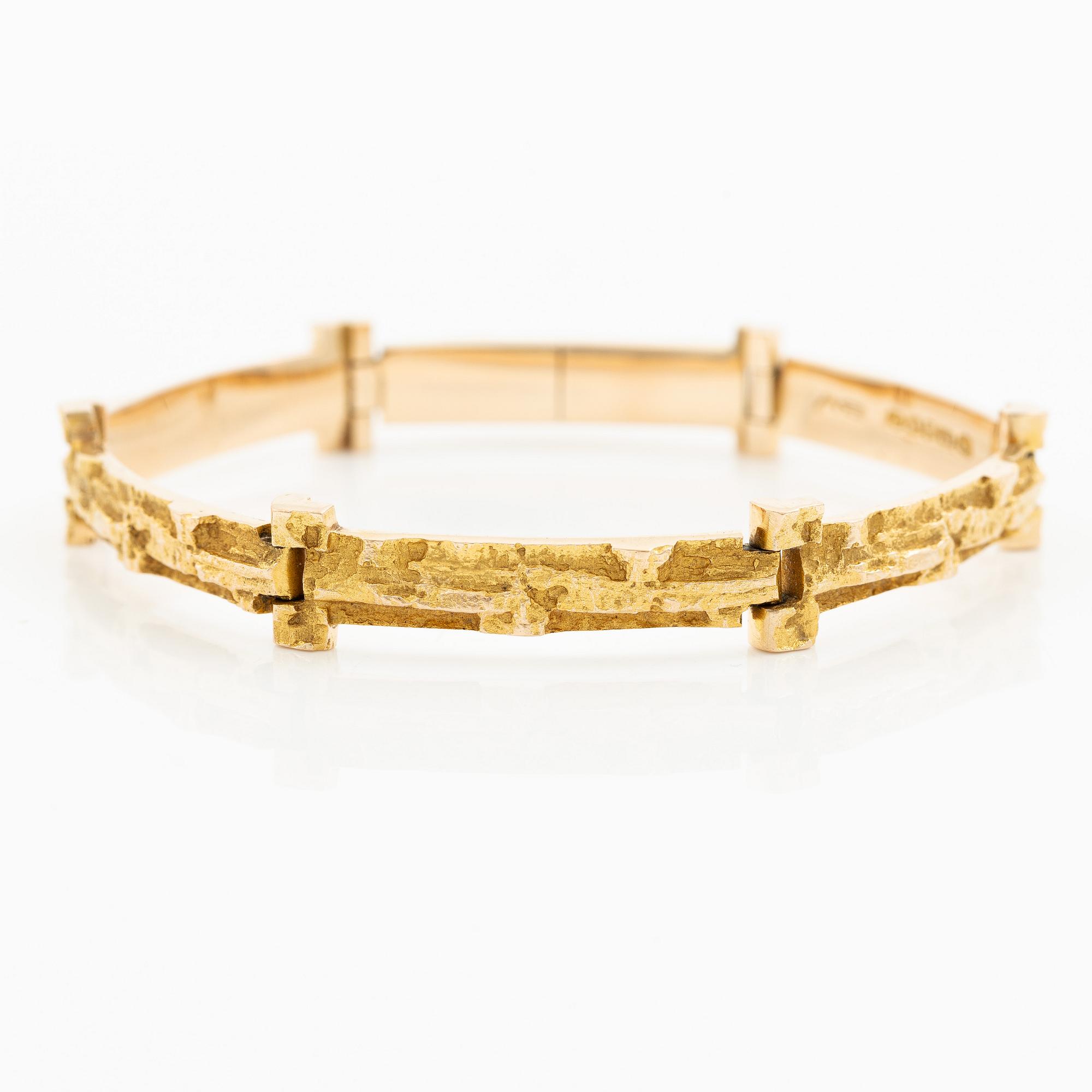 Björn Weckström, Bracelet, "Tundra", 14K gold, Lapponia 1967.