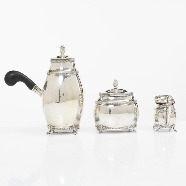 Berndt Erlandsson, a three-piece Empire style silver coffee service, Kristianstad, 1917.