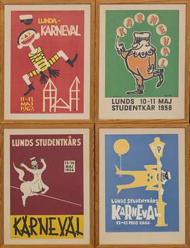 AFFISCHER, 5 st, "Karnevalen Lund". 1950-1966.
