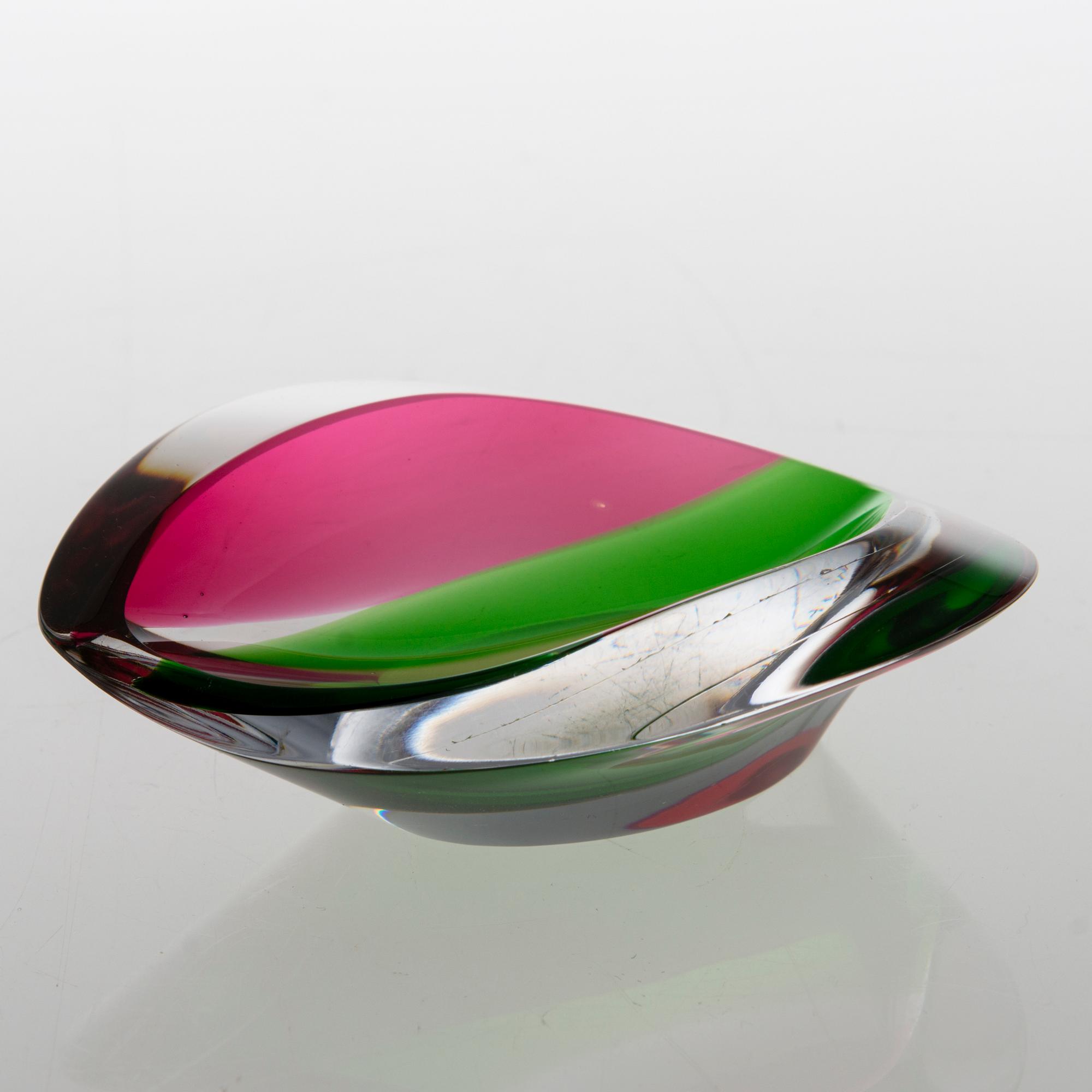 AIMO OKKOLIN, skål, signerad Aimo Okkolin, Riihimäen Lasi Oy.