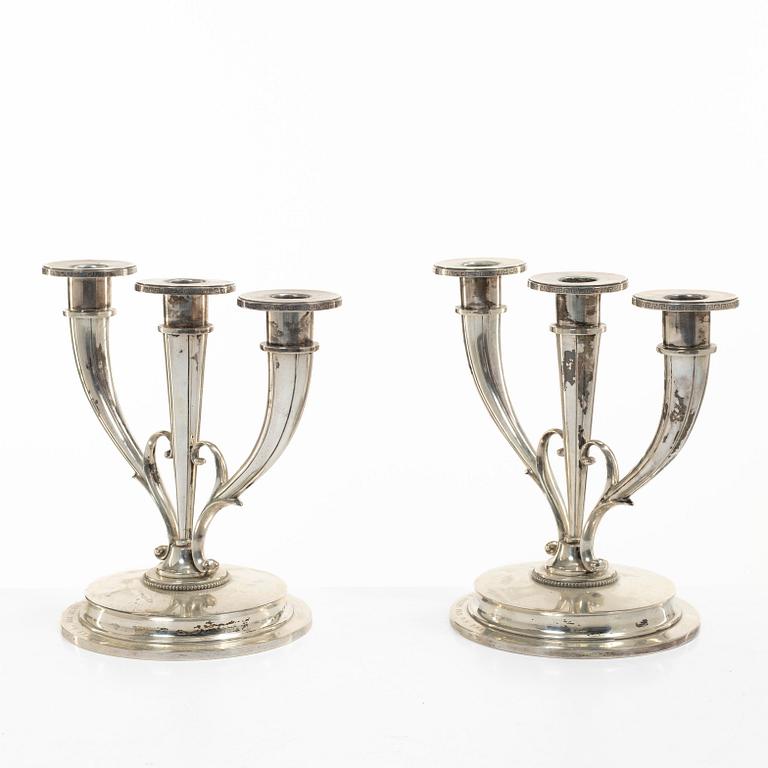 Candelabra, a pair, silver, A Frisch, Norway, first half of the 20th century.