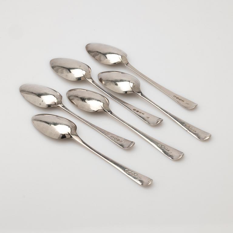 Spoons, 6 pcs, silver, England, George III, 19th century.