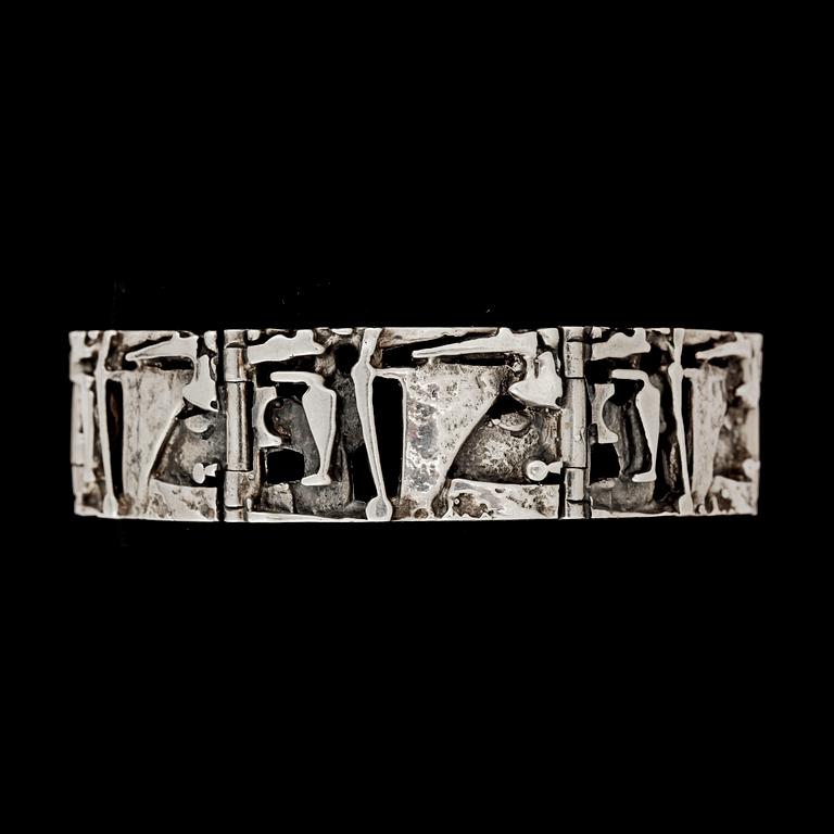 ARMBAND, silver, Jorma Laine, Åbo, 1973. Vikt ca 53g.