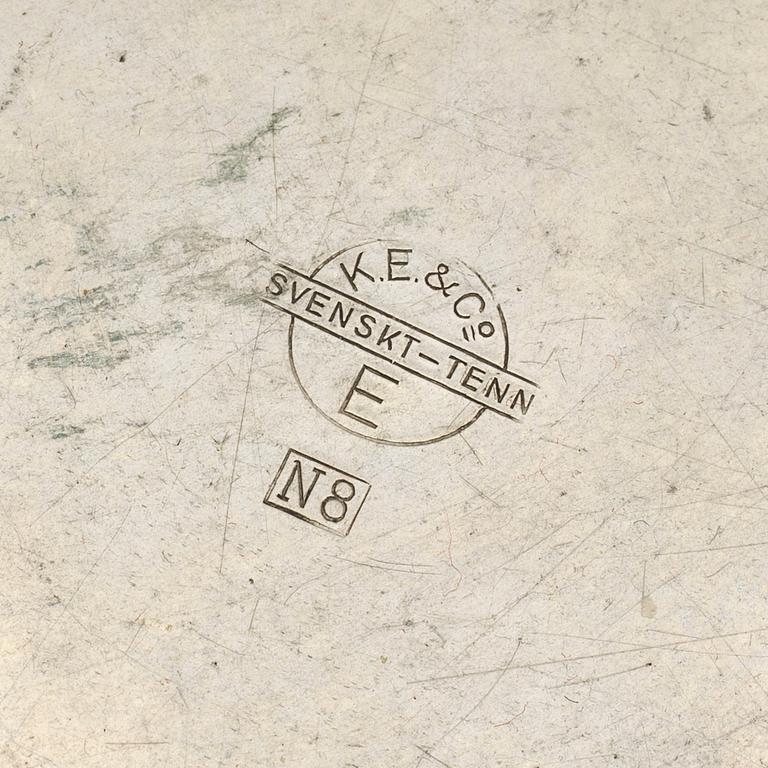 KURT EK & CO, ask för spelmarker, tenn, Stockholm, 1939.