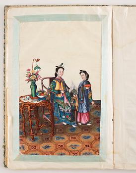 An album with 12 Chinese paintings by anonymous artist, Qing dynasty, 19th Century.