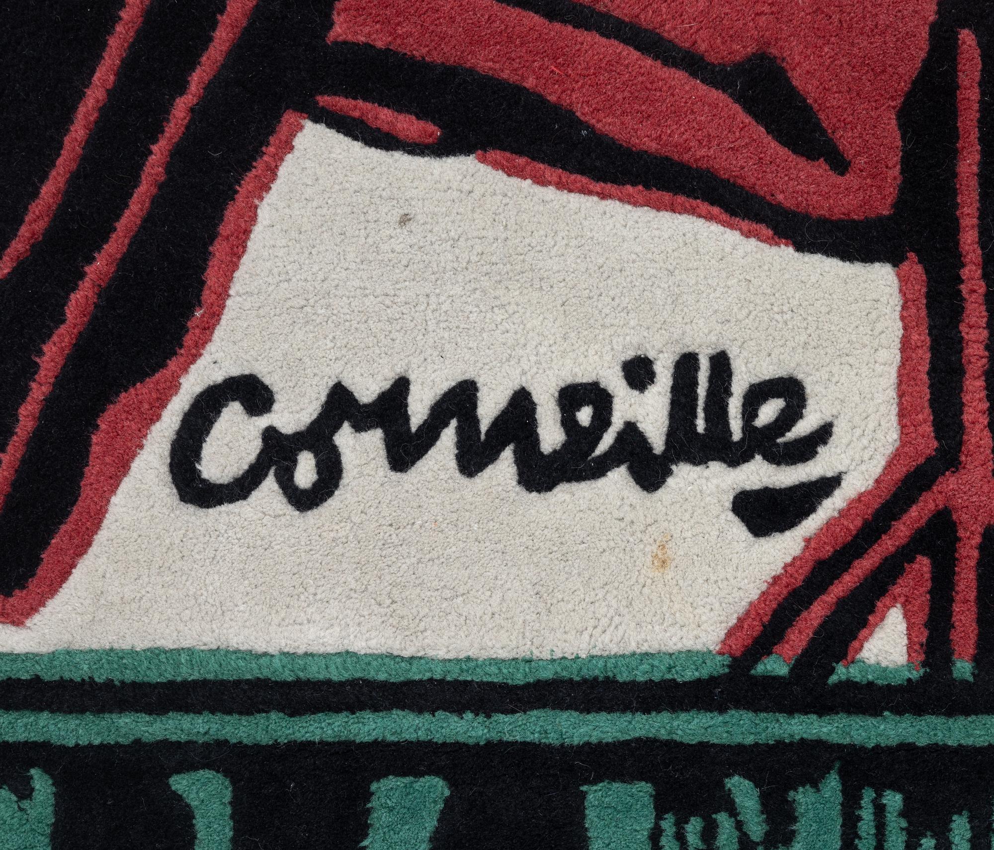 Beverloo Corneille, 'L'oiseau chasseur de serpent', after. A handtufted carpet, c. 247 x 199 cm.