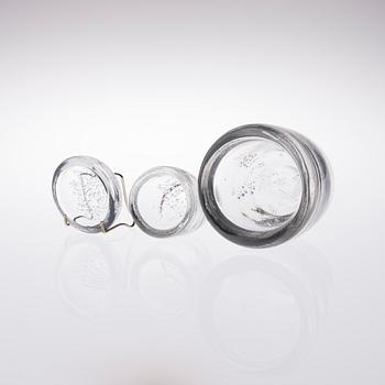 KAJ FRANCK, SKÅLAR, 3 st, glas, signerade K. Franck Iittala.