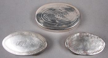 DOSOR, 3 st, silver. Stephan Westerstråhle, Västervik 1795, Gustaf Hagström, Stockholm 1808 samt  Jonas Berg, Stockholm 1784.