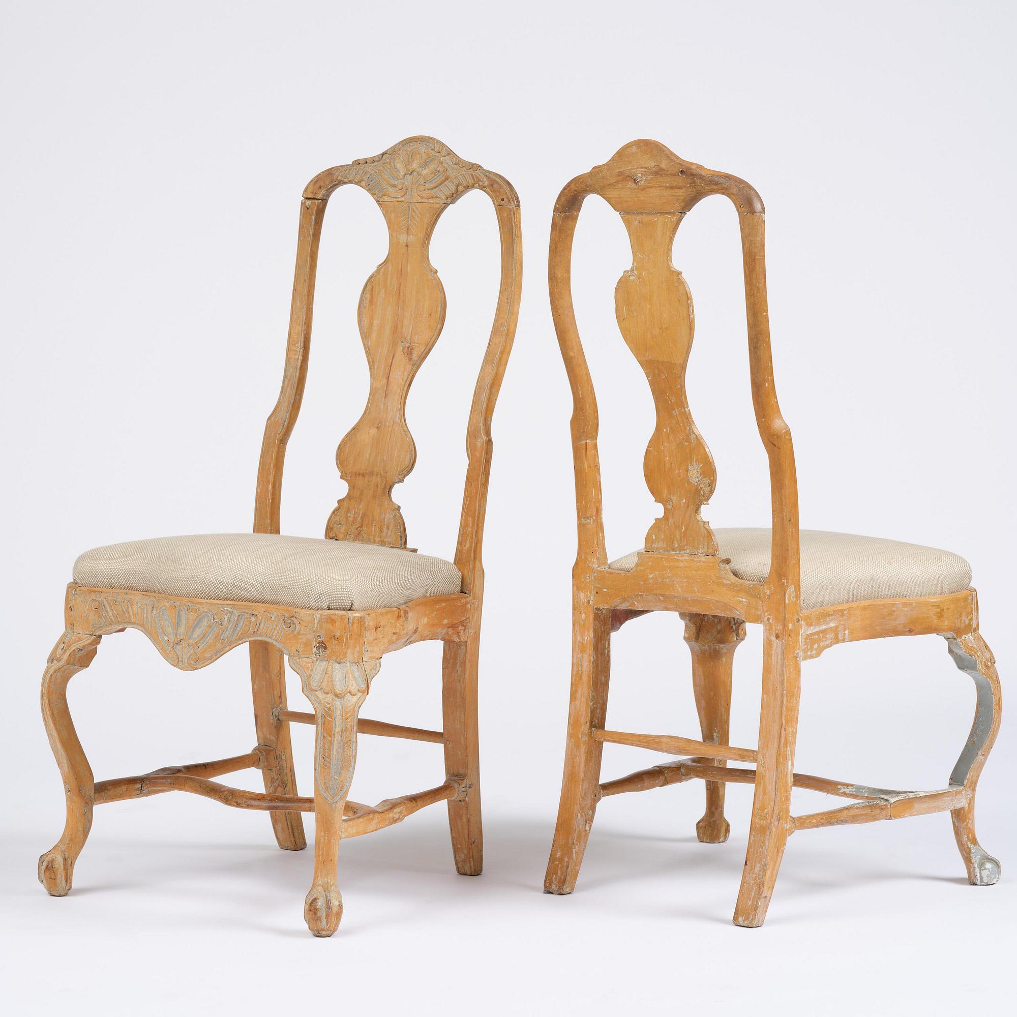 An assembled suite of eleven Swedish rococo chairs, later part 18th century.