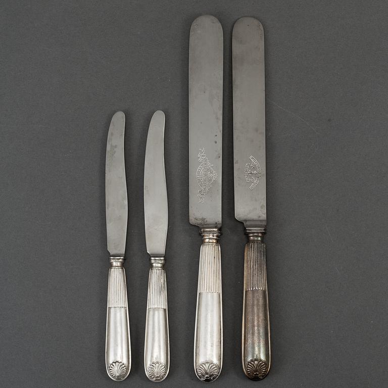 A set of thirty Swedish 19th century silver knifes, mark of Gustaf Mollenborg, Stockholm.