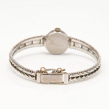 HILSON wrist watch, manual winding, 14K white gold, diamonds ca. 0.11 ct in total, 16 mm.