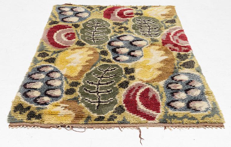 A mid century modern Swedish knotted pile rug, c 206 x 114 cm.