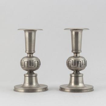 A pair of pewter candle holders by Edvin Ollers, 1952.