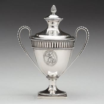 A Swedish 18th century silver sugar-bowl and cover, mark of Petter Eneroth, Stockholm 1787.