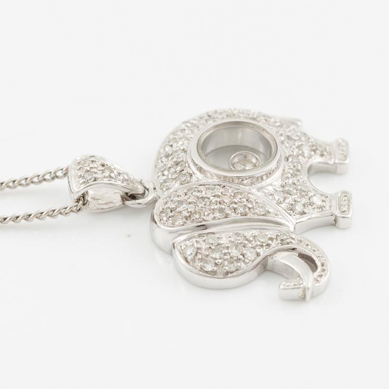 Necklace in the form of an elephant, 18K white gold with brilliant-cut and small octagonal-cut diamonds.