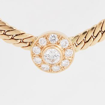 18K gold and brilliant-cut diamond necklace.