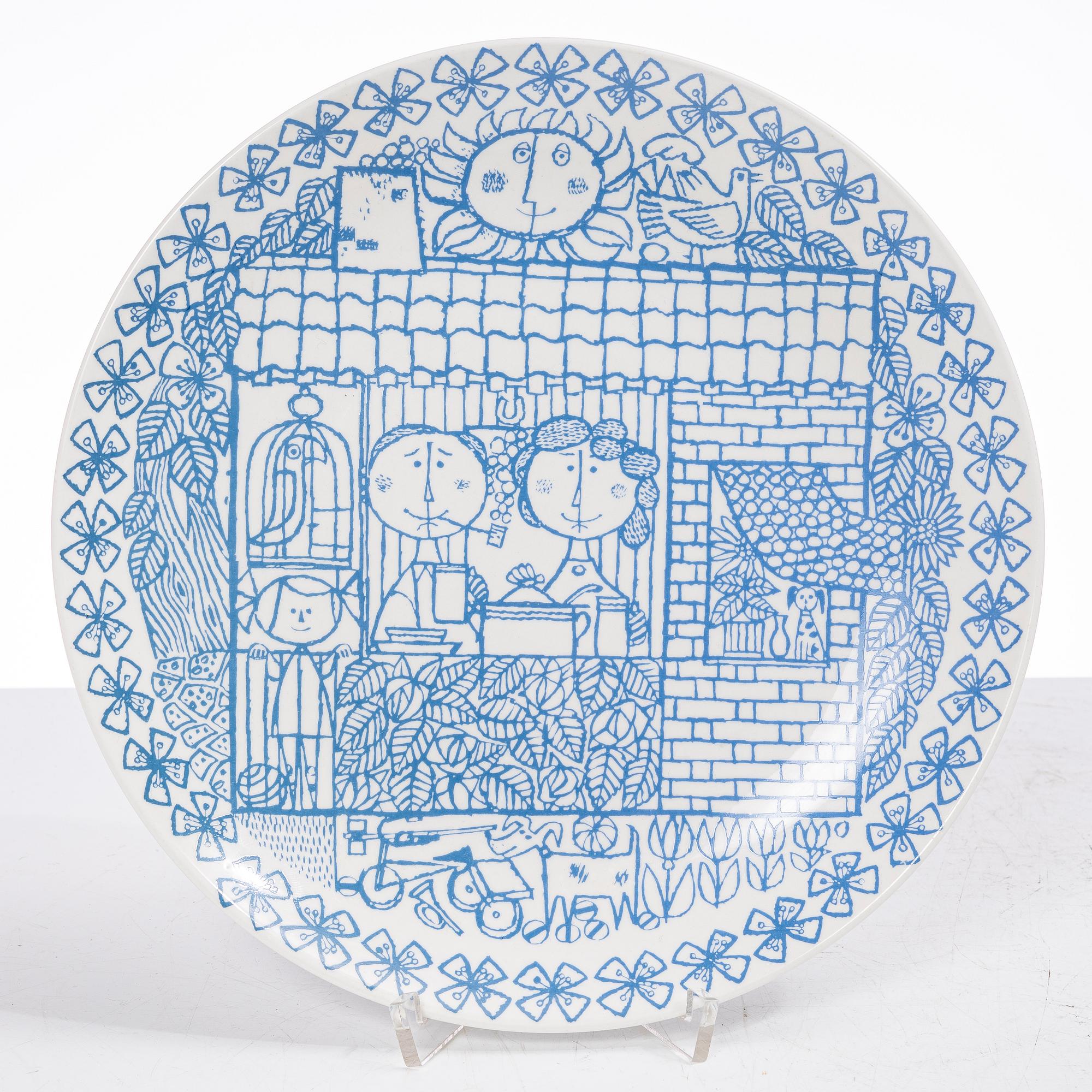 Stig Lindberg, tallrikar, 22 st, "Boro", Gustavsberg.