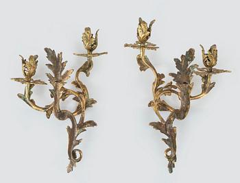 VÄGGLAMPETTER ett par, Rokokostil, 1900-talets första hälft.