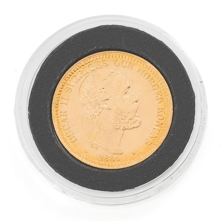 Guldmynt, Sverige, Oscar II, 20 kronor, 1884.