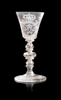 1196. POKAL, glas. Kungsholms glasbruk, 1700-tal.