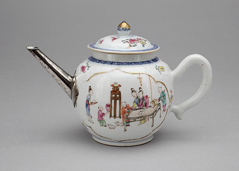 TEKANNA,  porslin/silver,  Qianlong, Kina,  1700-tal.