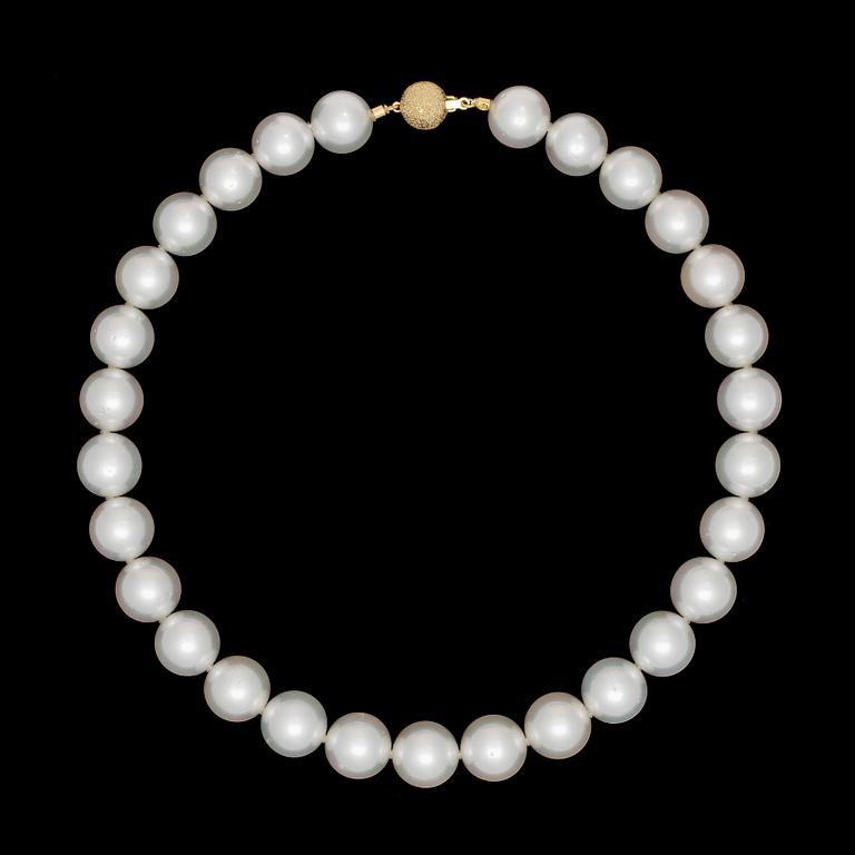 COLLIER, odlade South sea pärlor, 15-14,2 mm.