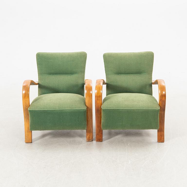 Armchairs, a pair, 1940s.
