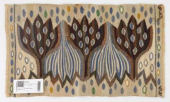 Ann-Mari Forsberg, a textile, "Blå crocus", a tapestry variant, ca 56 x 33 cm, signed AB MMF AMF.