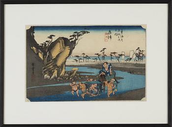 Ando Utagawa Hiroshige, after, a woodblock print in colours, circa 1900.