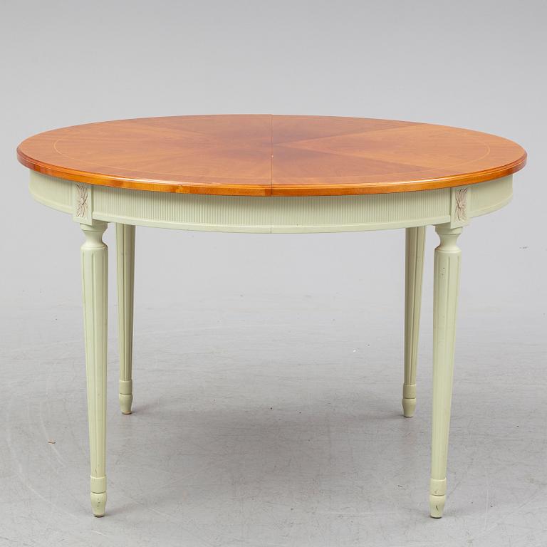 A Gustavian style dinner table, second half of the twentieth century.