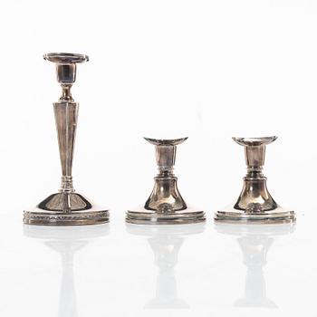 Candlesticks, 3 pcs, silver, Markströms Guldsmeds AB, 1961 and 1976.