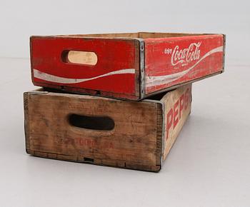 LÄSKBACKAR, 2 st, Pepsi och Coca-Cola, 1900-tal.