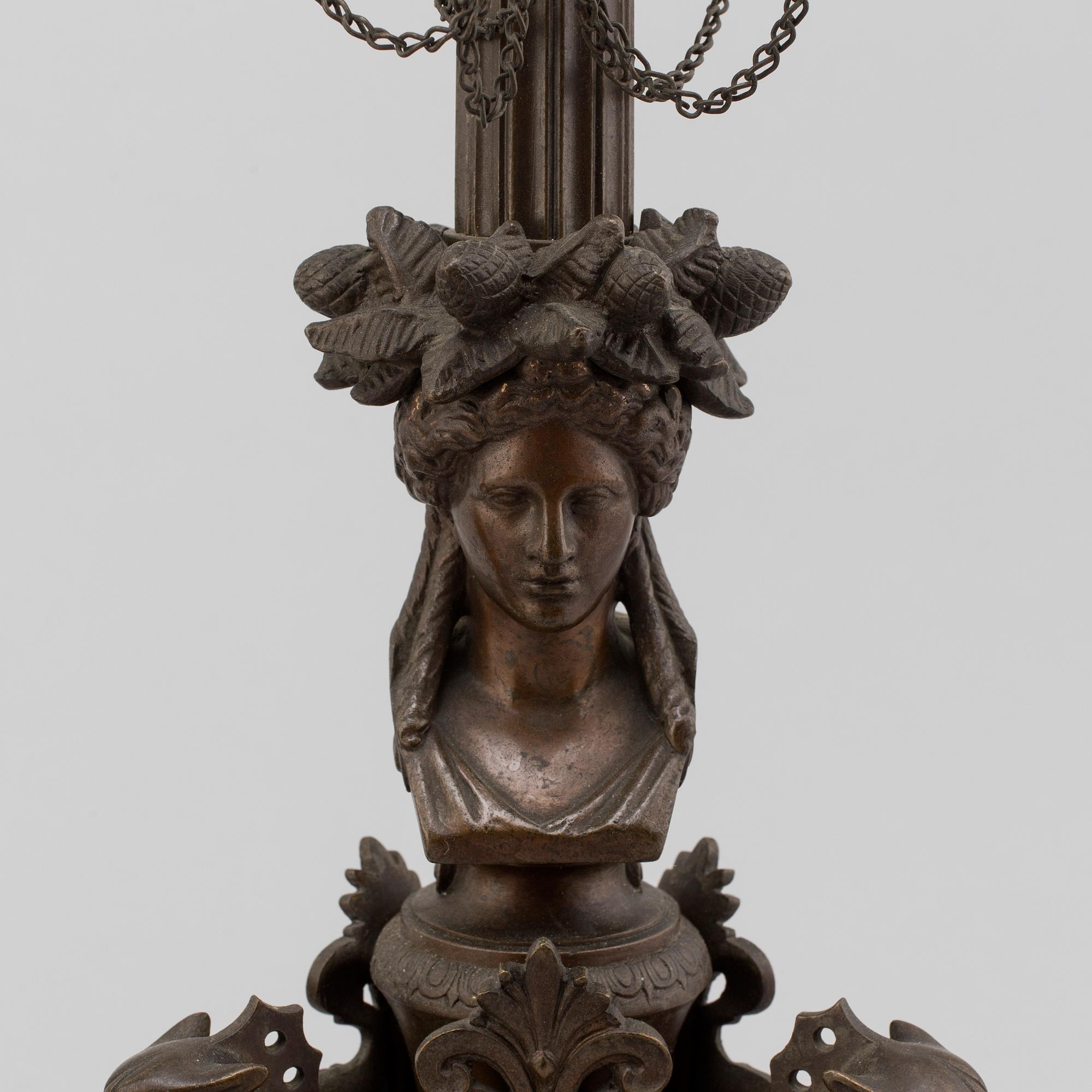 FERDINAND BARBEDIENNE, attributed to, a pair of 19th century bronze candelabra.